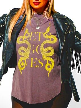 Pebby Forevee Lets Go West Graphic Tee with Snake Print Graphic
